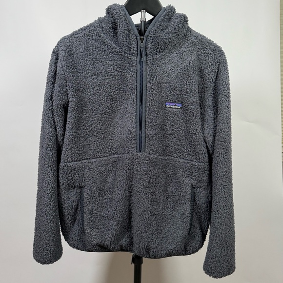 Patagonia Tops - Patagonia Los Gatos Hooded Fleece Pullover Navy Blue/Grey Cozy Teddy Half Zip